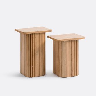La Redoute Interieurs Set van 2 eiken gefineerde bijzettafels, Latti