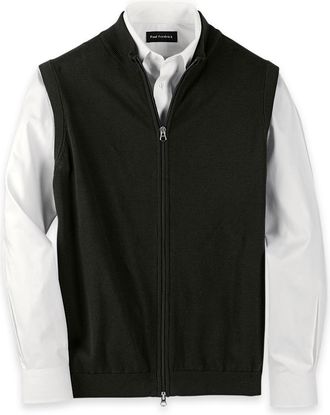 Paul Fredrick Cotton Full Zip Mock Neck Vest