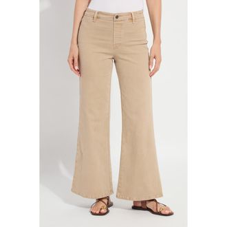 Lyss&eacute; Iris Flat Front Wide Leg Jeans in Asutex Desert Khaki at Nordstrom, Size X-Small