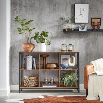 Vasagle Librer&iacute;a con 6 compartimentos de color marr&oacute;n y negro