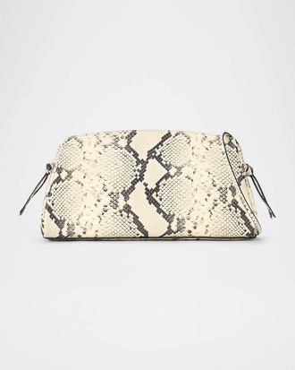 Staud Maude Python-Embossed Leather Clutch Bag