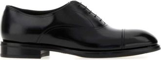 Santoni Black Leather Lace-up Shoes