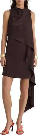 Reiss Wrenley Cowl Neck Minidress in Chocolate Brown at Nordstrom, Size 12