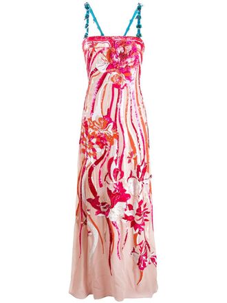 Pucci sequined floral appliqu&eacute; dress - women - Silk/Polyamide/Spandex/Elastane - 42 - Neutrals