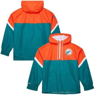 Mitchell & Ness Mens Mitchell & Ness Orange/Aqua Miami Dolphins Tie Breaker Vintage Logo Lightweight Anorak Half-Zip Windbreaker at Nordstrom, Size Xxx-Large