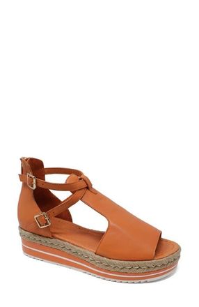 Django & Juliette Alexys Flatform Sandal in Orange Leather at Nordstrom, Size 38