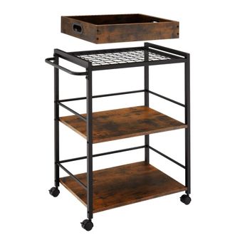 TecTake Carrito para cocina 3 estantes y ruedas 65x41,5x87 cm madera oscura