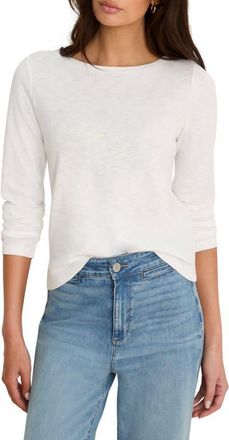 Nic+Zoe Cape Rib Cotton Blend Boat Neck Top in Paper White at Nordstrom, Size Medium