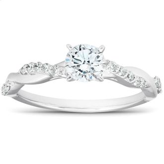 Pompeii3 1/2Ct Diamond Infinity Engagement Ring Womens 14k White Gold Interwoven Band