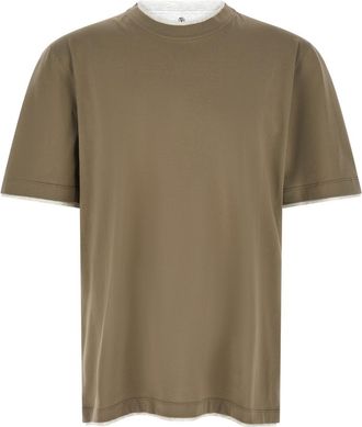 Brunello Cucinelli Green Double Layer T-shirt