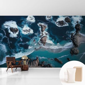 Tulup Tapete Vliestapete Mit Kleber Modern Wohnzimmer - Wanddeko Schlafzimmer - Tapete Mit Motiv Ozeanische Wellen 416x254 Cm