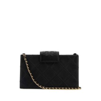 Tory Burch Black Leather Fleming Crossbody Bag