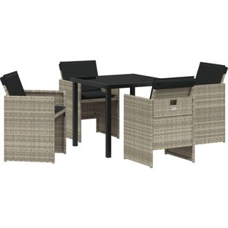 vidaXL Conjunto De Comedor De Jard&iacute;n 5 Pcs Gris Claro Polirat&aacute;n Vidaxl