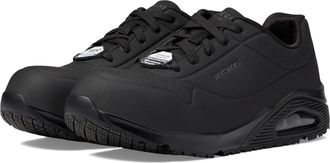 Skechers Womens Skechers Uno SR - Deloney 108101-BLK Black Comp Toe Work Shoes GAL2056