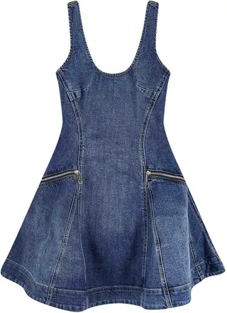 Self Portrait Flared denim mini dress
