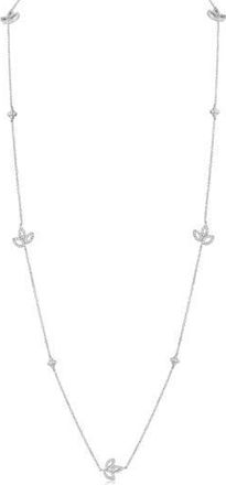 Jardin Cubic Zirconia Lily Station Chain Necklace in Clear Silver at Nordstrom Rack