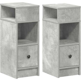 vidaXL Mesillas De Noche 2 Uds Con Caj&oacute;n Gris Hormig&oacute;n 25x31x66 Cm Vidaxl
