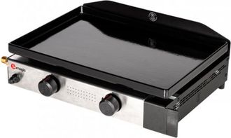 Somagic Plancha de gas 2 quemadores placa de hierro fundido negro