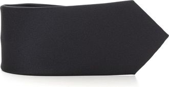 Emporio Armani Ottoman-stijl Pure Zijde Das - Heren - Stropdassen - Blauw - ONE Size - Accessoires
