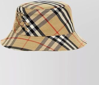 Burberry checkered pattern bucket hat with logo embroidery