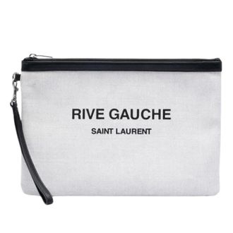 Saint Laurent Pre-owned Clutches, female, White, Size: ONE SIZE Pre-owned Canvas Clutch
