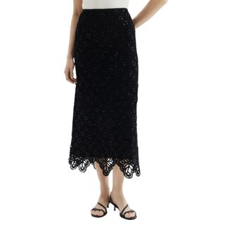 Pennyblack Midi Skirts, female, Black, Size: M Midi Macram&eacute; Lace Skirt with Sequins