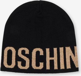 Moschino Cappello in maglia Gold Lettering Logo - Nero;Oro