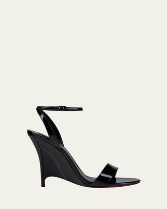 Christian Louboutin 100mm Zeezeenella Patent Leather Wedge Sandals