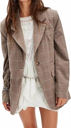 Free People Paper Cut Pinstripe Blazer In Chocolate Combo