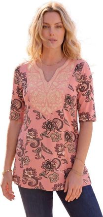 Roaman's Embroidered Swing Tunic in Desert Rose Bali Paisley at Nordstrom, Size 20