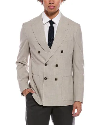 Eleventy Double-Breasted Wool-Blend Jacket