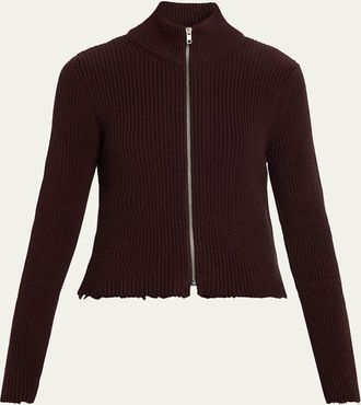 Maison Margiela Ribbed Mock-Neck Cardigan