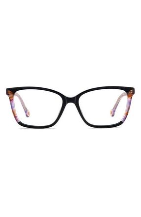Carolina Herrera 53mm Rectangular Reading Glasses in Black Multicolor at Nordstrom