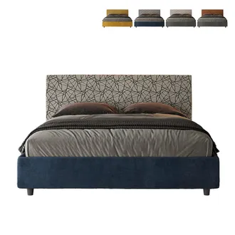 Itamoby Letto Matrimoniale Con Rete Imbottito 160x190 Tessuto Era 9 Blu Arla
