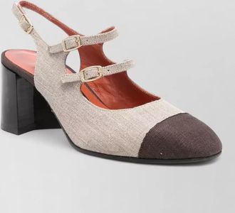 Carel papaya slingback pumps almond toe block heel