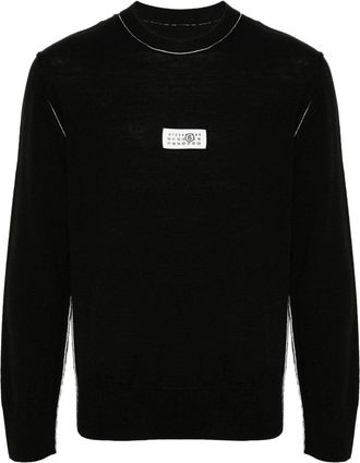 Maison Margiela numbers-motif fine-knit jumper - men - Acrylic/Virgin Wool - L - Black