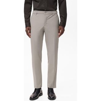 Mango Slim Fit Thermolite Flat Front Pants in Light/Pastel Grey at Nordstrom, Size 36