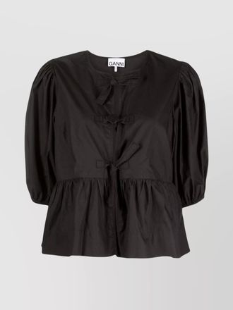 Ganni cotton peplum blouse