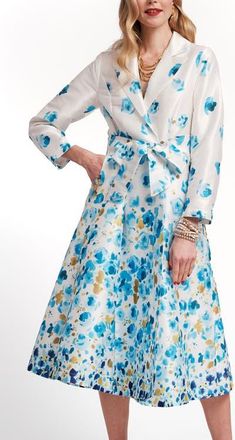 Frances Valentine Lucille Wrap Dress Pocket Full of Posies in Oyster/blue at Nordstrom, Size X-Small