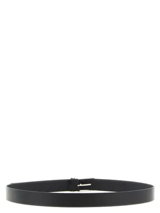 Tom Ford Palladium T-Buckle Calf Leather Belt - Black
