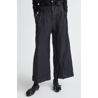 Comme Des Gar&ccedil;ons Crinkled Twill Wide Leg Pants in Black at Nordstrom, Size X-Small