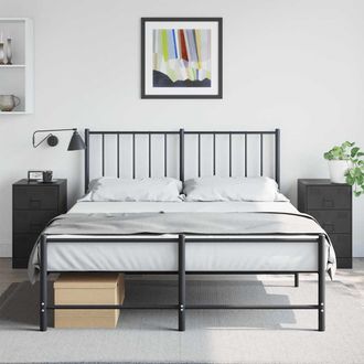 vidaXL Mesitas De Noche 2 Unidades Acero Negro 34,5x39x62 Cm Vidaxl
