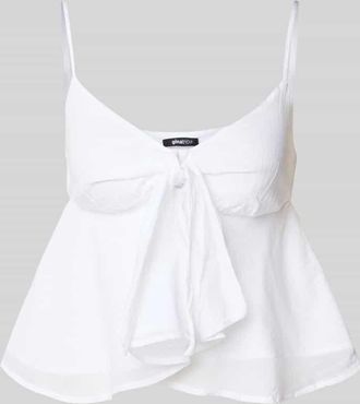 Gina Tricot Blusentop mit Spaghettiträgern und Knotendetail in Weiss, Größe L
