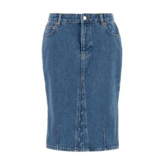 Marine Serre Gonna midi in denim a vita media con stampa luna - - Skirts - Donna - Blu - M