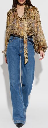 Etro Silk Top With Decorative Tie At The Neckline, Womens, Beige