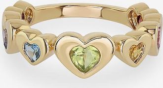 Roxanne First Ring aus Gelbgold und Steinen Mini Heart Stack
