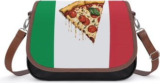 Generic Italy Flag Italian Pizza Womens Crossbody Bag Fashion Shoulder Handbags Message Tote Bag with Adjustable Strap