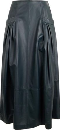 Alberta Ferretti Lange leren rok - Dames - Leren & Su&egrave;de rokken - Zwart - S - Leer - Rokken