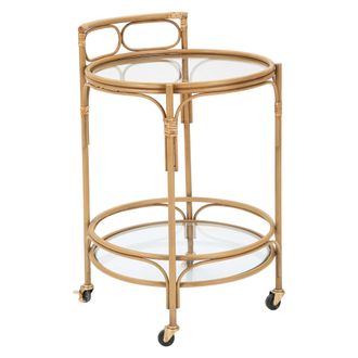 Dmora Carrito Dalosa, 2 Estantes, Ruedas, Acabados De Rat&aacute;n, 51x51x74h Cm Marr&oacute;n