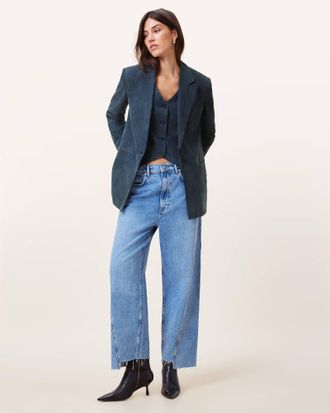 AllSaints Womens Lyocell/Modal Averie Tencel Relaxed Fit Blazer, Size: UK 16/US 12